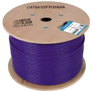 Cat6a Plenum UTP Cable Purple 1000 Ft