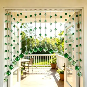 20-Strand Crystal Beaded Curtain, Multicolor Acrylic Arched Room Divider with Rainbow Beads for Bedroom, Living Room, Cafe