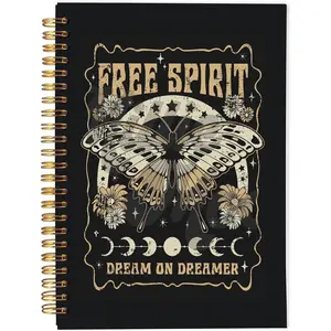 Retro Free Spirit Dreamer Butterfly Witchy Notebook -  Journal, Witchy Gifts for Women,  Stuff, Moon Phase Journal, Aesthetic Notebook for Women, Spiral Notebook 5.5x8.3