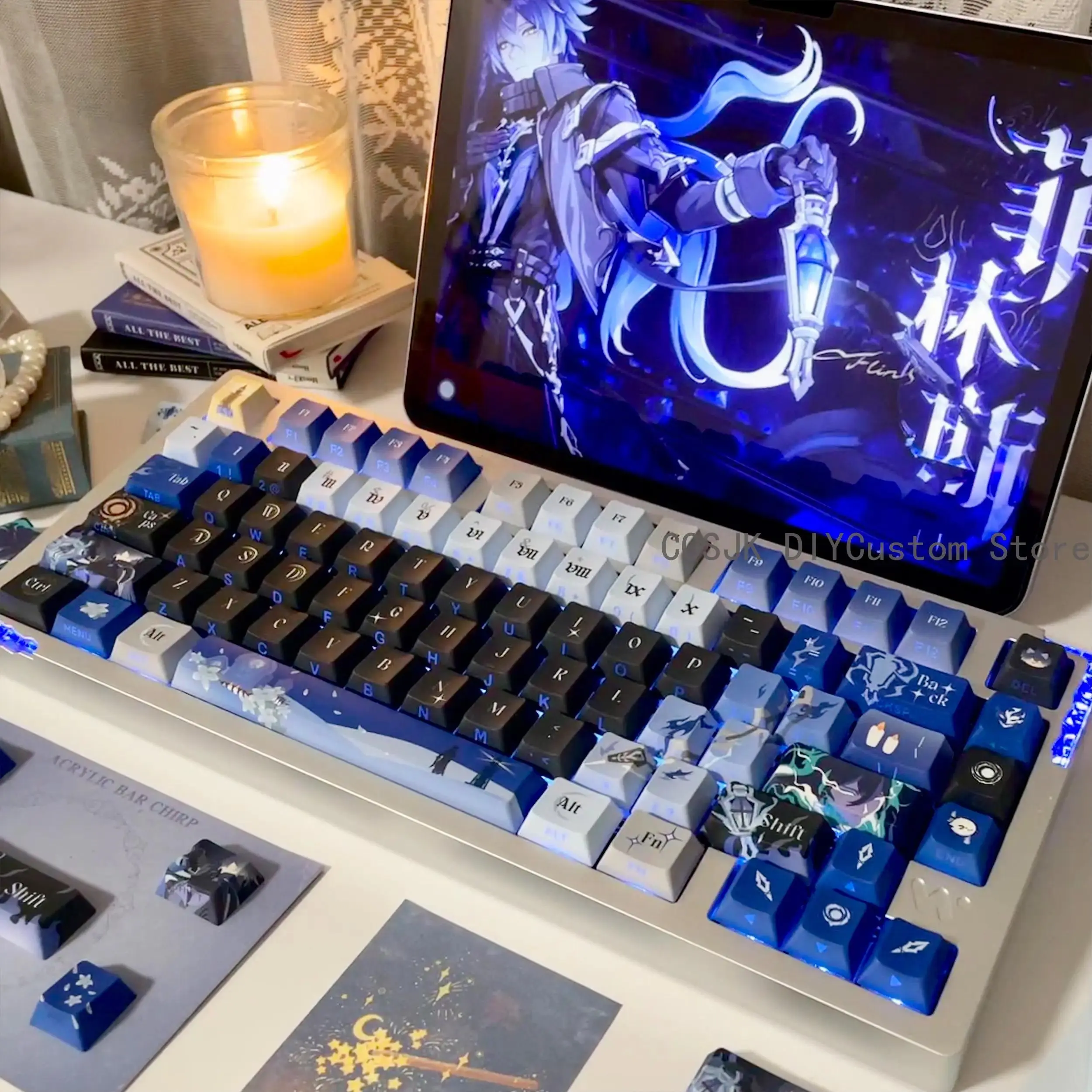 Game Flins Genshin Impact PBT Translucent Mechanical Keycaps Cosplay Computer Accessories 137-Key Keyboard Keycap Xmas Gift