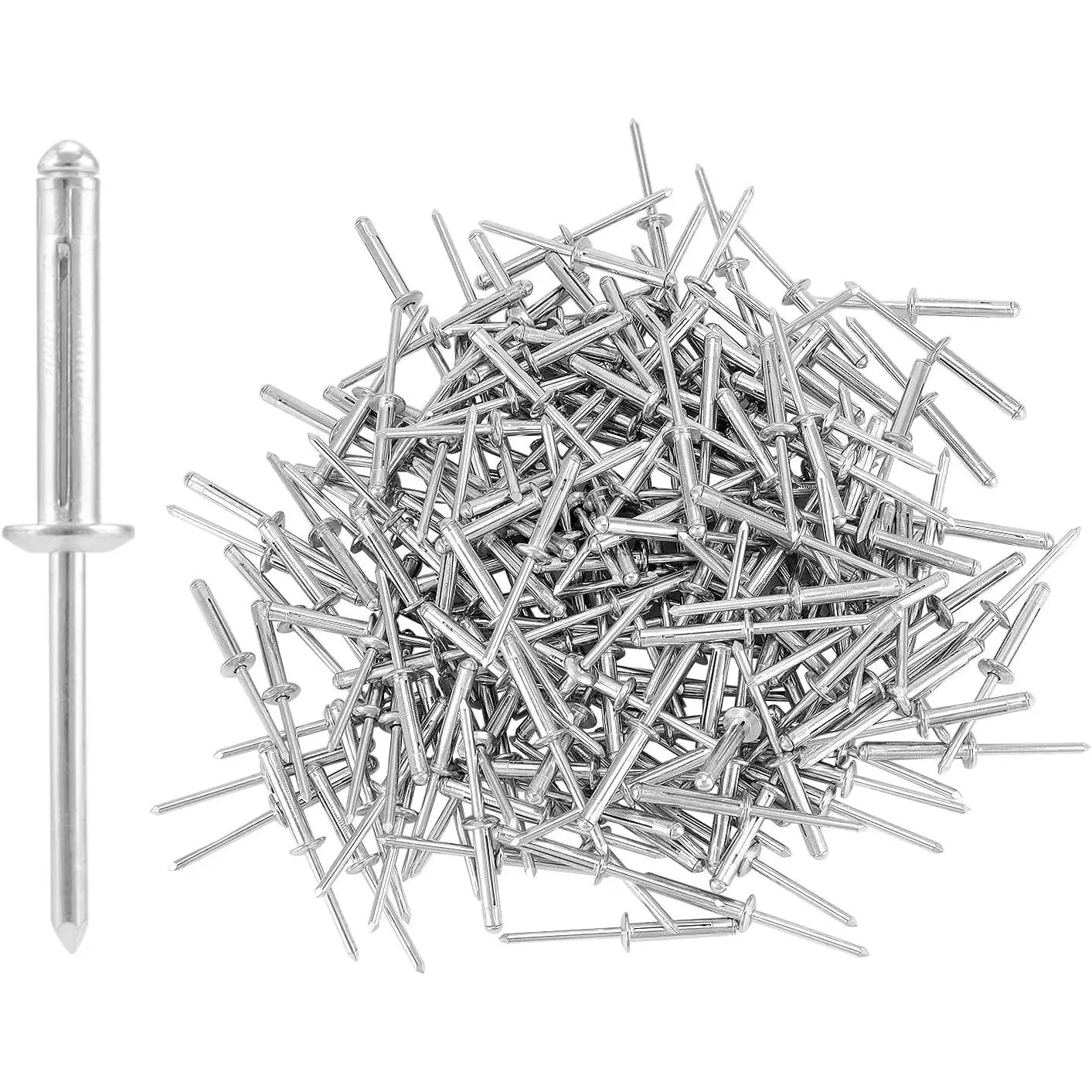 Exploding Rivets, 200 count 3/16" x 1" Large  Aluminum Mandrel, Solid Aluminum Grip Rivets, Large Flange Rivets