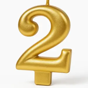 Metallic Gold Number 2 Candle
