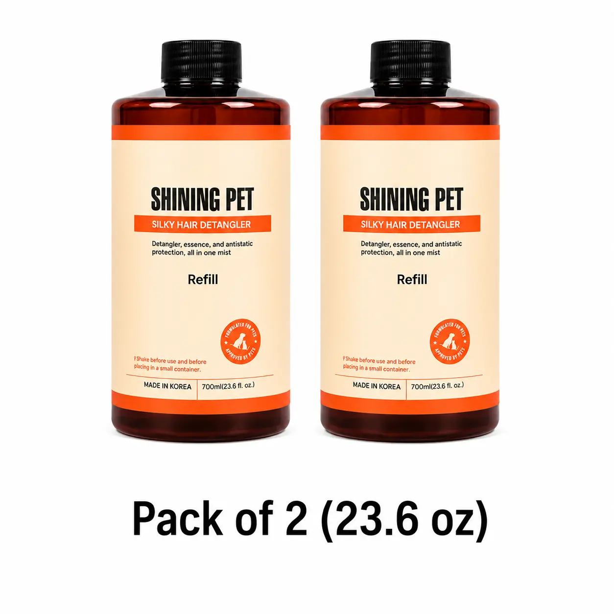 Shining Pet Professional Silky Hair Detangler Spray-Premium K-Beauty Dog Grooming Spray, Leave-in Conditioner for Dematting, Tangle Remover & Silky Shine, Salon-Grade Coat Care (23.6 Fl oz,Pack of 2)