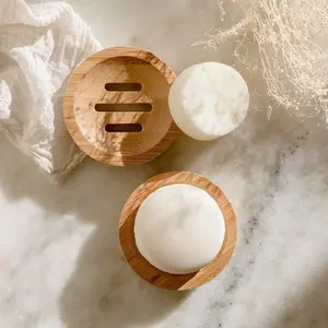 Round Bamboo Shampoo Bar Holder 2-pack