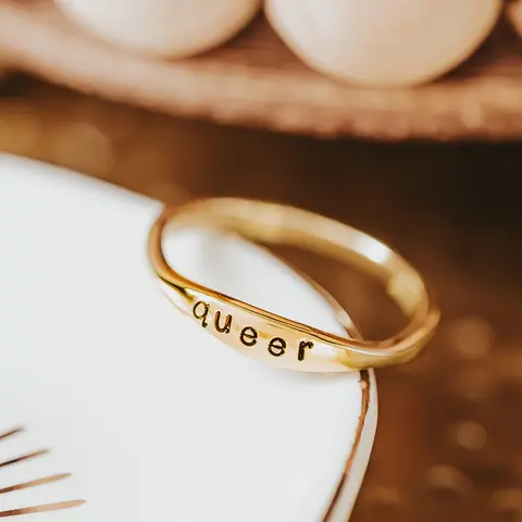 QUEER Dainty Gold Plated Ring with MINIMALIST Design