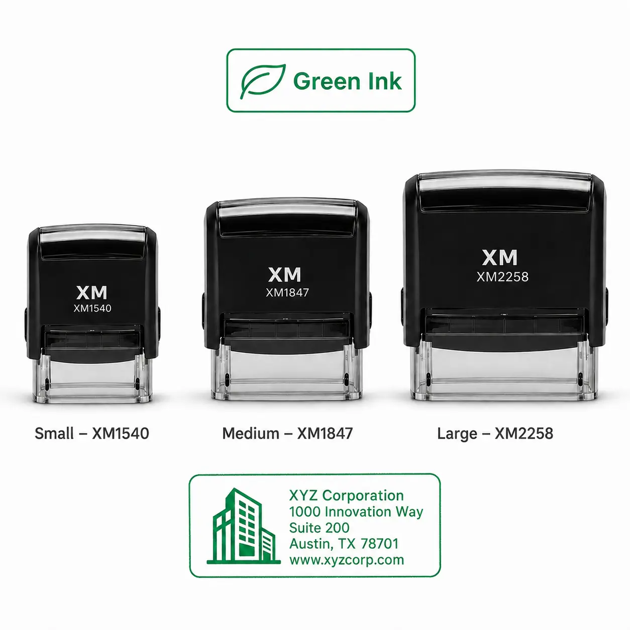 Custom Self-Inking Stamp with Personalized Text or Logo, 3 Sizes and 4 Ink Colors for Address, Business, Office and Teacher Use