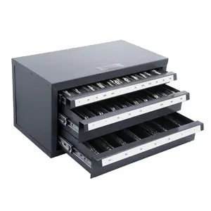 End Mill Dispenser Cabinet, Three-Drawer End Mill Organizer For 1/8 Inch To 1 Inch, Steel End Mill Cabinet With Labels, 29-Compartment Stackable Storage Organizer For Workshop And Machine Shop