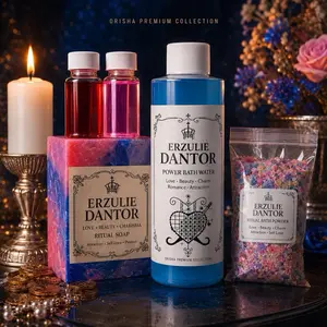 ORISHA Érzulie Dantor Power Bath small Set Luxury Spiritual Bath Collection with Oud Sandalwood & Musk Fragrance for Self-Care Body Care Calming Cleansing 8 oz