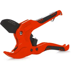 PVC Pipe Cutter, Ratcheting Hose Cutter One-hand Fast Pipe Cutting Tool with Ratchet Drive for Cutting Less Than 1-1/4" O.D. PEX, PVC, and PPR Pipe, Easy-to-use Pipe and Tube Cutter
