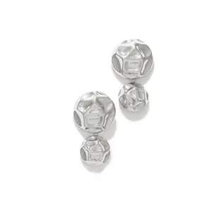 Emilia Embossed Dangle Statement Earring - Silver