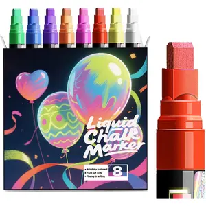 Window Chalk Markers for  Glass Washable, 8 Colors Liquid Chalk Marker Pens with 7mm 2 in 1 Nib Wide Tips, Big Chalkboard Markers  Window pens