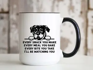 Every Snack You Make Rottweiler Mug 15oz Large Colored Handle Ceramic Coffee Cup Funny Gift Idea for Rottie Dog Lover Men Women Mom Dad