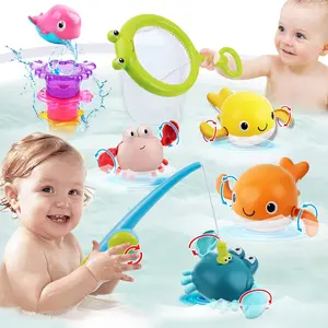 Bath  for Toddlers ,Bathtub  with Floating Mold Free Swimming  and Stacking Cups,Magnetic Fishing Game for Toddles and Babies toy