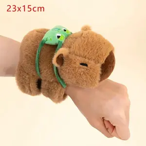 Capybara Animal Slap Snap Wrap Wristband Bracelet Plush Stuffed Kawaii Capybara Hand Ring Wristband Kid Funny Toys