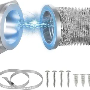 Magnetic Dryer Vent Coupling Dv180, Airtight Seal Connector Kit, Ventilation, Quick Connector, Easy to Clean, Includes 2.6ft 4" Duct & 2 Clamps