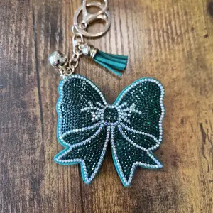 LGS Charms - Bows - Rhinestone Keychain Fashion Accessory with Tassel