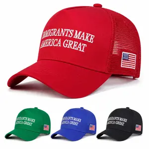 Patriotic USA Flag Trucker Hat for Men&Women, Immigrants Make America Great Baseball Cap, Casual Streetwear Outdoor Hat