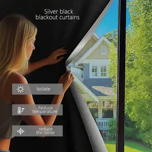 Silver Light Blocking Curtains, 57.09inch-39.37inch/57.09inch-78.74inch/57.09inch-118.11inch, Modern Style, Easy Installation, Sun Shade Film
