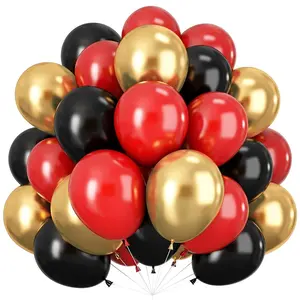 11/31/81/132pcs Red Black and Gold Balloons, 5/10/12/18 Inch Red Black Metallic Gold Party Balloons Party Decoration for Graduation Wedding Birthday Baby Shower Gender Reveal Retirement New Year Casino Movies Night Festival Birthday Party Decorations
