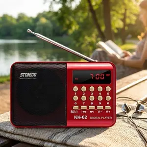 Mini Digital FM Radio MP3 Player with Bluetooth, USB/TF Playback, Rechargeable Hi-Fi Stereo, Portable Music Player for Outdoor, Car AUX, Recording, Sleep Timer, E-Book Reader, Compact Design