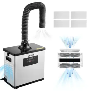 VEVOR Solder Fume Extractor, Upgraded 4-Stage Filtration Soldering Smoke Absorber with 510 m/h Strong Suction, 10-Speed Remote Control Brushless Smoke Extractor for Laser Engraving, 3D Printing
