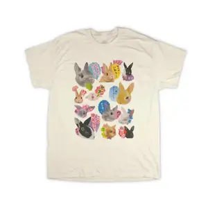 Unisex Short-Sleeve Round Neck T-Shirt, Y2K 90s Harajuku Kawaii Bunny Graphic Tee, Casual Menswear Gothic Grunge Emo Scene Amity Affliction Style Streetwear for Men, Women