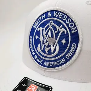Smith & Wesson Embroidered Patch Richardson 112 Trucker Mesh Snapback Cap Hat White