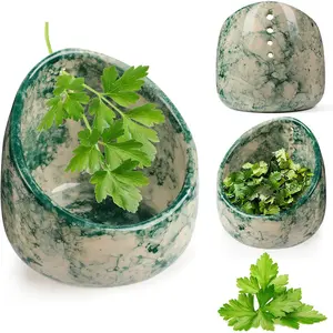 Handmade Ceramic Herb Stripper Bowl – Multi-Size Round Holes for Effortless Leaf Removal, Ideal for Parsley, Cilantro, Rosemary & Salads