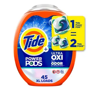 Ultra OXI Odor Eliminators Unscented Laundry Detergent Pods, 45-Count