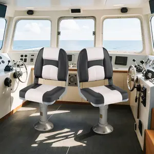 COSTWAY - 2-Pack Boat Seats with Thick Sponge Padding and Fixing Bolts-Gray