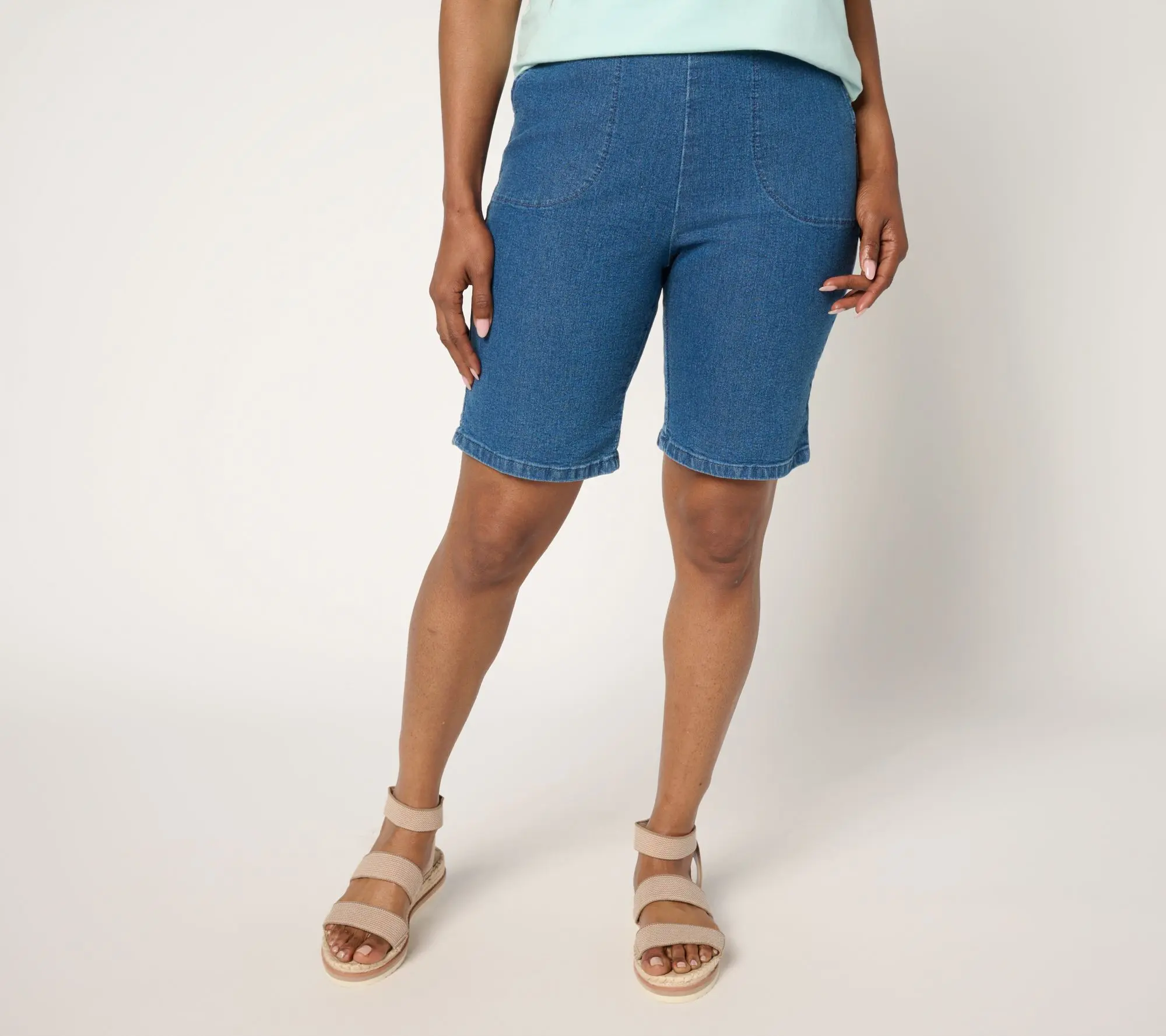 Denim & Co. Tall Indigo Flat Front Side Pocket Short