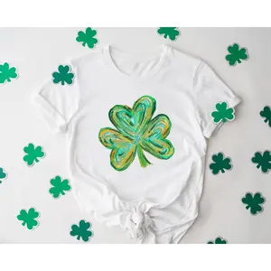 Cute St Patricks Four Leaf Clover Shirt,Watercolor St Patrick Tshirt, St Patricks Day,Shamrock Sweatshirt,Gift For St Patricks