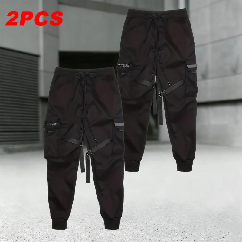 Men's Relaxed Fit Outdoor Hiking Pants Spring & Autumn, 2-Pack, loose work pants with multiple pockets, drawstring waistband, lightweight breathable fabric, perfect for hiking, camping, and everyday casual wear