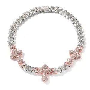 Triple - 15.5 mm Triple cross, Baguette Cuban link chain