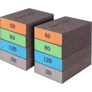 SnapFixMate 8-Pack Sanding Sponge, Four Grits Per Pack 60/80/120/220, Washable and Reusable Handmade Sandpaper Block, Drywall Sandpaper Blocks for Wooden Drywall Sheetrock and Metal Glazing