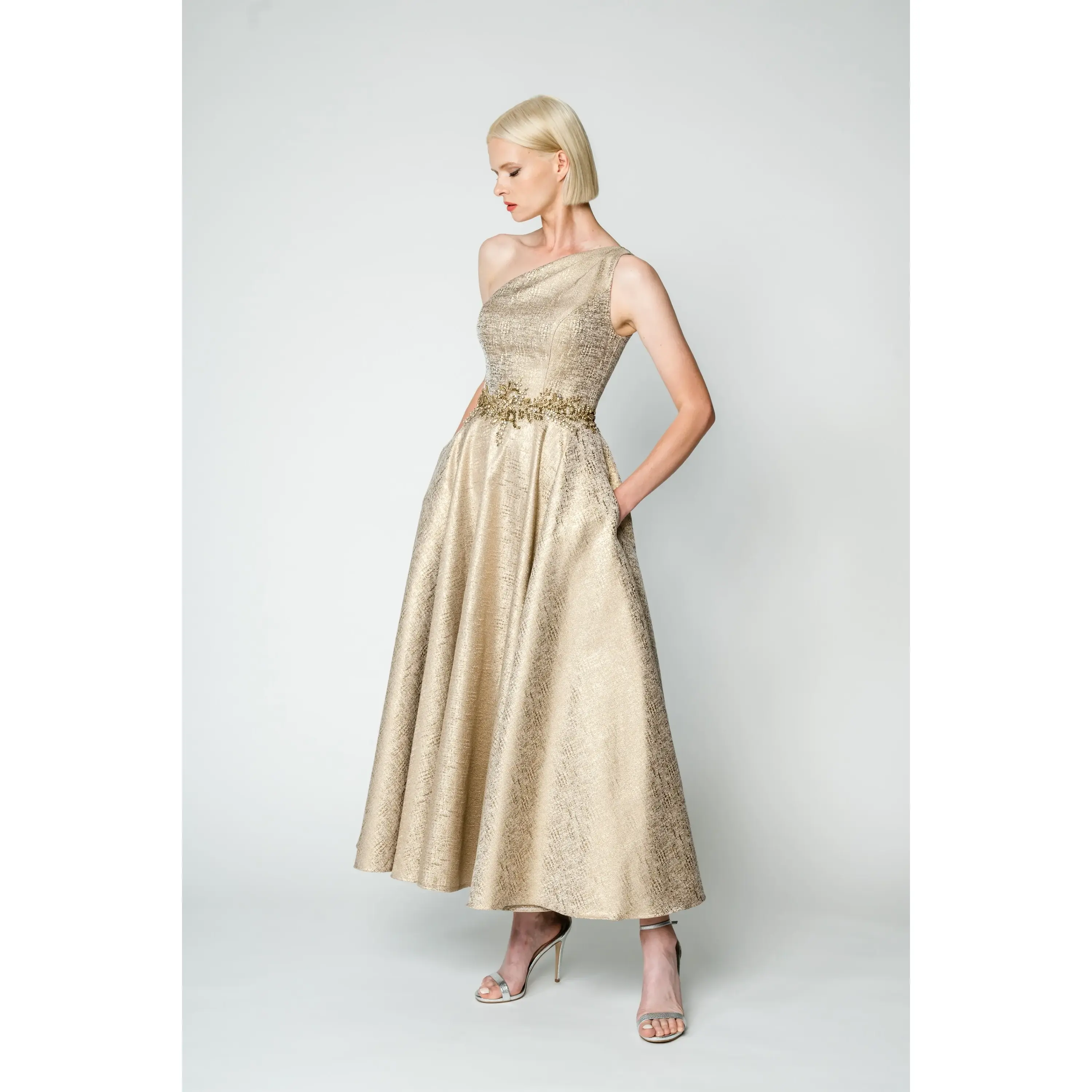 Park 108 by Hynes Park One Shoulder Tea Length Dress M320