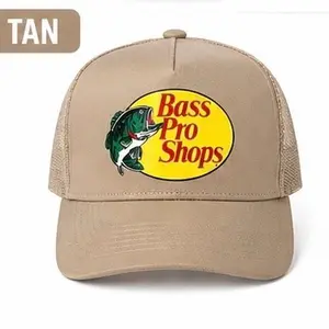 Bass Pro Shops Khaki Trucker Hat - Neutral, Adjustable Cap with Mesh Back
