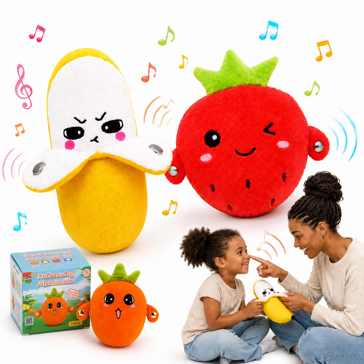 Lovely Interactive Singing Plush Toy Set – Banana, Strawberry & Carrot Electric Plushies for Kids, Parents, Couples & Friends, Funny Party Game Gift for Halloween, Thanksgiving & Christmas