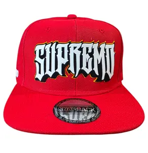 Supremo Gorra Modelo Supremo Adjustable Sizes Gray & Black Polyester Snapback Hat with Bold "Supremo" Design personalized