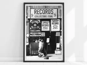 Vintage Record Shop Print, Vinyl Record Print, Record Player Art, Vintage Wall Art, Vintage Music Wall Art, Retro Wall Decor, Record Shop