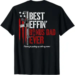 "Bonus Dad Champion" Humor Shirt - Appreciation Cotton Tee for Stepfathers Menswear Top graphic tees men gifts