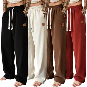 Pack of 4 men’s regular-fit solid-color drawstring-waist casual athletic pants with pockets—ideal for everyday wear in autumn/winter.