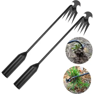 Tool Gardening Tools Set of 2 Uprooting Weed Pulling Tool, 4 Teeth Manganese Steel Forged Weeding Tool for Vegetable, Portable Hand Weeder Tool for Garden Farm Planting Weeding