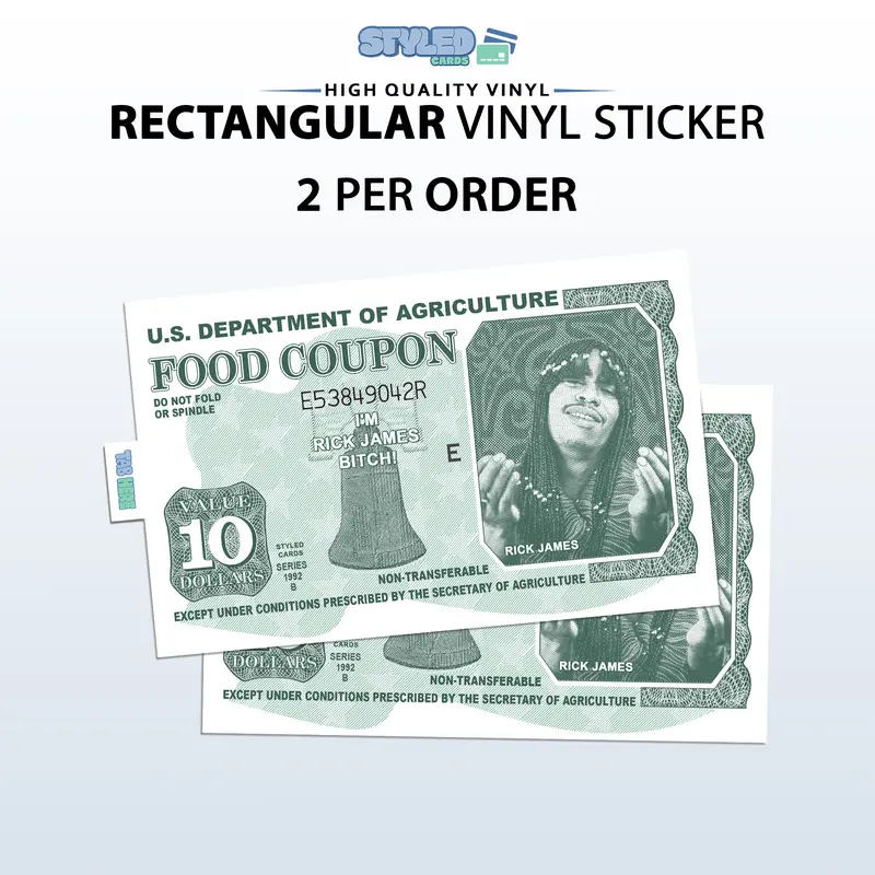 funny rick james food coupon rectangle vinyl sticker
