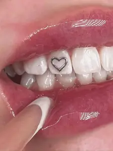 3pcs Silver Color Heart & Fang Rhinestone Jewelry Set, Punk Style Jewelry, Elegant Accessories for Women, Ideal for Valentine's, Mother's Day Gifts, Tooth Gems