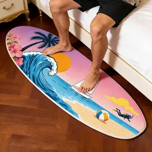 Long carpet,Surfboard shaped rug,Hawaii Sunset Diving Wave Pattern Floor Mat,Soft, non-slip area carpet Washable,Beautiful room decor,Suitable for bedrooms, bedside bay windows, living rooms, hallways, studies, lounges, and dressing rooms.