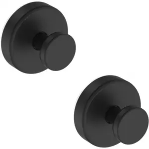 Household items shower suction cup hooks, detachable bathroom window glass door wall towel hooks, bathroom accessories robe towel wreath hooks - 2-pack, black