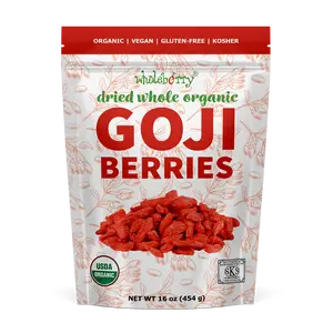 Wholeberry organic wolfberry gouqi Goji berries 16oz| Raw, Vegan, Gluten Free Super food High in Plant Based Protein, Dietary Fiber, Vitamin A & Iron | Large Snack Taffy