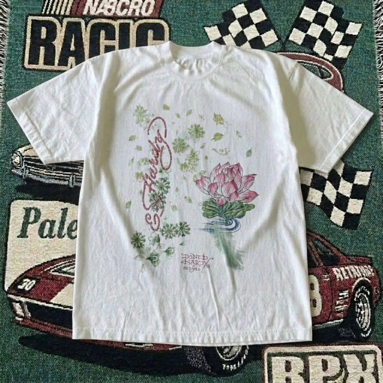 Vintage Style Lotus Flower White Graphic Tee Brand New Gildan Heavy Cotton Tee 100% cotton with a classic unisex fit