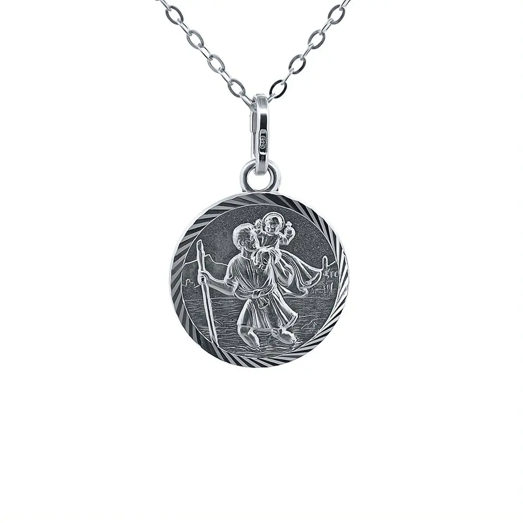 Silver Saint Christopher Medal Necklace 18-inch